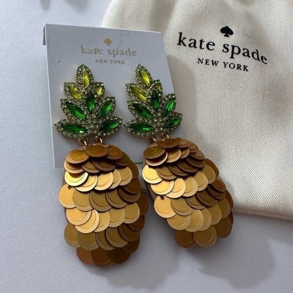 Kate Spade By The Pool Pineapple Statement Studs Earrings - Picture 12 of 13